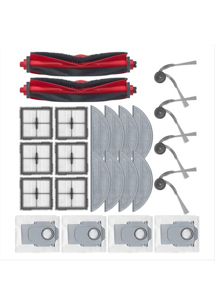Roborock Q10 S5/Q10 S5+/Q10 X5/Q10 X5+/Q10 VF/Q10 Vf+ Yedek Parçalar Ana Yan Fırça Filtre Paspas Bezi Toz Torbası Için 24 Adet (Yurt Dışından) modelleri