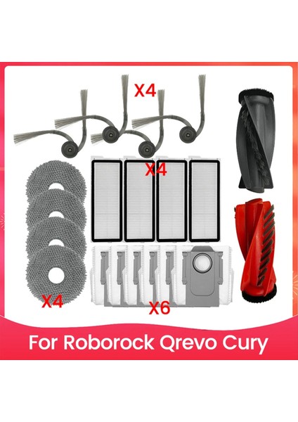 Roborock Qrevo Cury Elektrikli Süpürge Aksesuarları Yedek Parçaları Için 20 Adet Fırça Filtre Paspas Bezi ve Toz Torbası Seti (Yurt Dışından)