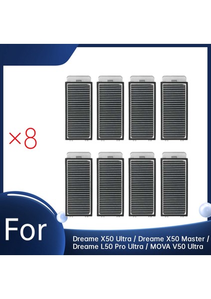 Dreame X50 Ultra / Dreame X50 Master / Dreame L50 Pro Ultra / Mova V50 Ultra Robot Vakum Için 8 Adet Filtre (Yurt Dışından)