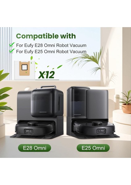 Eufy E28 OMNI/E25 Omni Robot Süpürge Için 12'li Toz Torbası, Büyük Kapasiteli Süpürge Torbaları (Yurt Dışından) modelleri