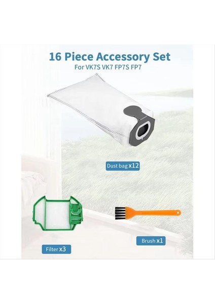 Vorwerk Kobold Vk7, VK7S, Fp7, FP7S Için 3 Motor Koruma Filtreli Yedek Aksesuarlarla Birlikte Elektrikli Süpürge Torbaları (Yurt Dışından) fırsatları