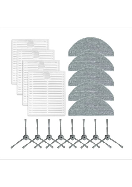 Honiture V8 Pro Robot Süpürge Aksesuarları Için 17 Adet Yedek Yıkanabilir Yan Fırça Filtresi Paspas Bezi (Yurt Dışından)