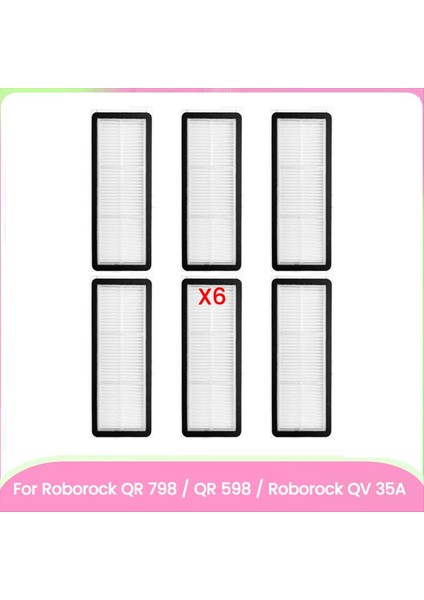 Roborock Qv 35A / Qr 598 / Qr 798 Robot Süpürge Aksesuarları Için Yıkanabilir Filtre Yedek Parçaları 6 Adet (Yurt Dışından)