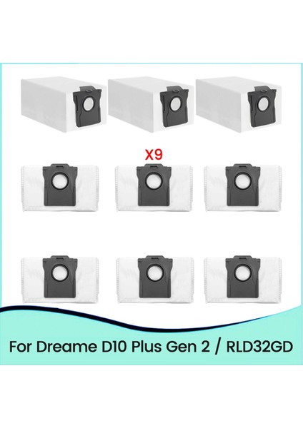 Dreame D10 Plus Gen 2/RLD32GD Robot Süpürge Parçaları Toz Torbası Için 9 Adet Yedek Toz Torbası (Yurt Dışından)