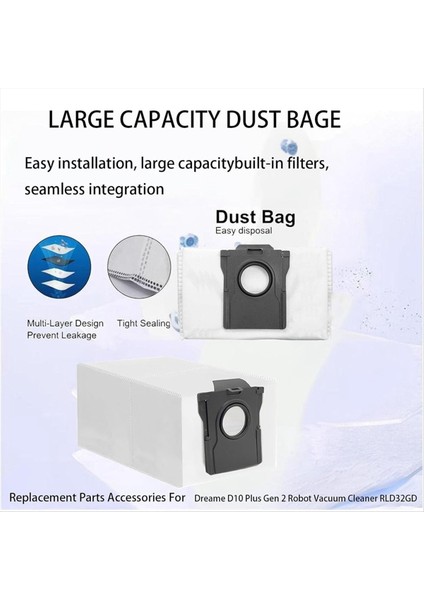 Dreame D10 Plus Gen 2/RLD32GD Robot Süpürge Parçaları Toz Torbası Için 9 Adet Yedek Toz Torbası (Yurt Dışından) fırsatları