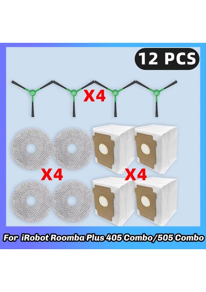 Irobot Roomba Plus 405 Combo / 505 Combo Temizlik Vakum Parçaları Yan Fırça Paspas Bezi Toz Torbası Aksesuarları (Yurt Dışından) fiyatları