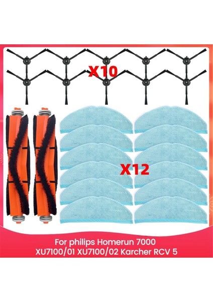 Philips Homerun 7000 Serisi XU7100/01, XU7100/02, Karcher Rcv 5 Elektrikli Süpürge Parçaları Ana Silindir Yan Fırça Paspas Bezi (Yurt Dışından)