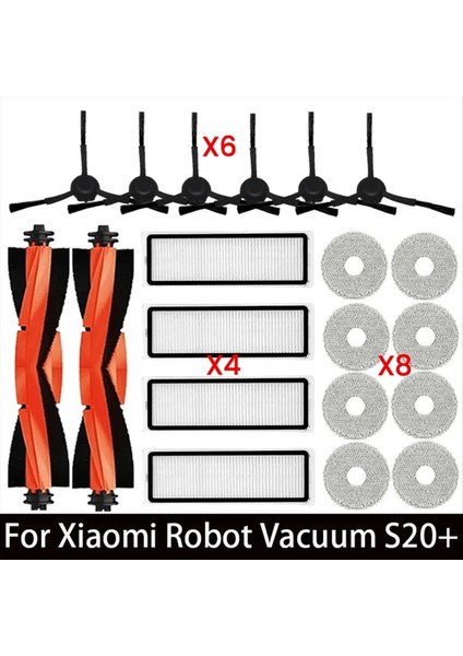 Xiaomi Robot Süpürge S20+ / B108GL / B108CN / B113CN Parça Aksesuarları Ana Yan Fırça Hepa Filtre Paspas Bezi (Yurt Dışından)