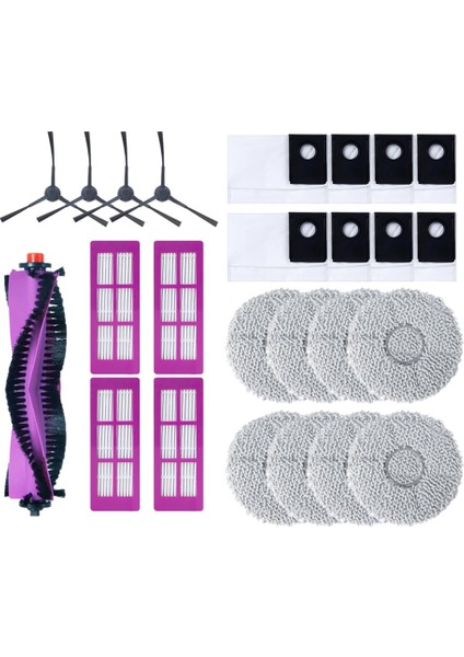 Eureka J15 Pro Ultra Elektrikli Süpürge Yedek Parçaları Için 25 Adet Ana Yan Fırça Hepa Filtre Paspas Bezi Toz Torbası (Yurt Dışından)