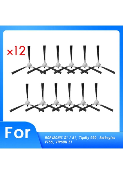 Ropvacnıc S1 / A1, Tipdiy G90, Betboyles V75S, Vıpsun Z1 Elektrikli Süpürge Parçalarının Değiştirilmesi Için 12 Adet Yan Fırça (Yurt Dışından)
