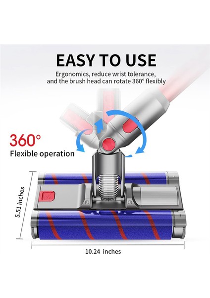 Dyson V7V8V10V11V15 Elektrikli Süpürge Parçaları Döndürülebilir LED Farlı Yumuşak Çift Silindirli Fırça Zemin Başlığı (Yurt Dışından) fiyatları
