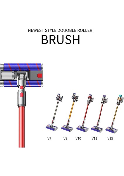 Dyson V7V8V10V11V15 Elektrikli Süpürge Parçaları Döndürülebilir LED Farlı Yumuşak Çift Silindirli Fırça Zemin Başlığı (Yurt Dışından) fırsatları