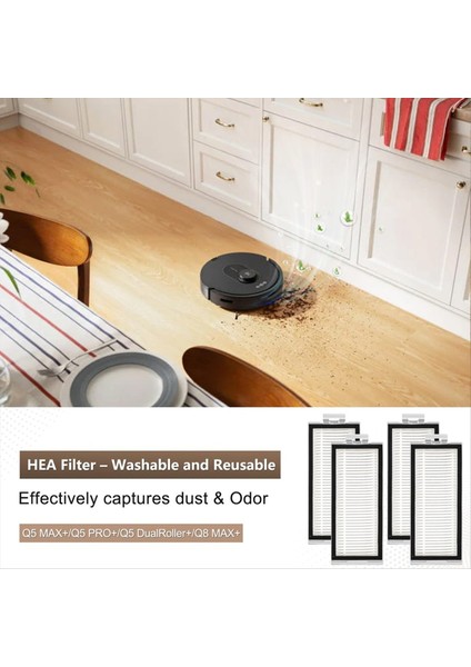 Roborock Q8 Max+/ Q5 Max+/ Q5PRO+ Robot Süpürge Için Aksesuar Seti Ana Yan Filtreler Paspas Pedleri Toz Torbaları (Yurt Dışından) modelleri
