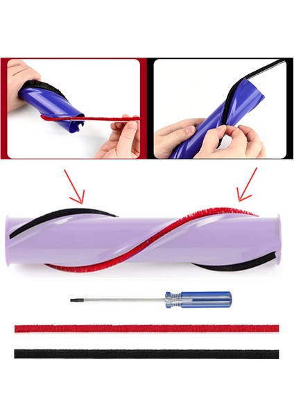 Dyson V7 V8 V10 V11 Elektrikli Süpürge Ek Parçaları Silindir Fırça Yedek Parçaları Için 7 Adet Yumuşak Peluş Şerit (Yurt Dışından) fiyatları