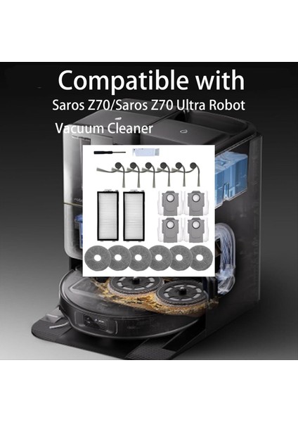 Roborock Saros Z70/SAROS Z70 Ultra Robot Süpürge Aksesuarları Yan Fırça Filtresi Paspas Torbası Yedek Parçaları (Yurt Dışından) fiyatları