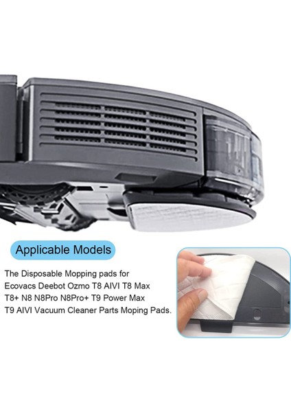 Ecovacs Deebot Ozmo T8 Aıvı T8 Max T8+ N8 N8PRO N8PRO+ T9 Power Max T9 Aıvı Elektrikli Süpürge Için Tek Kullanımlık Paspas Bezi Pedleri (Yurt Dışından) modelleri