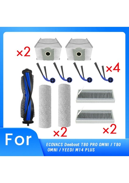 Ecovacs Deeboot T80 Pro Omnı / T80 Omnı / Yeedı M14 Plus Süpürge Silindiri Yan Fırça Filtresi Paspas Pedi Toz Torbası Için 11 Adet (Yurt Dışından) fiyatları