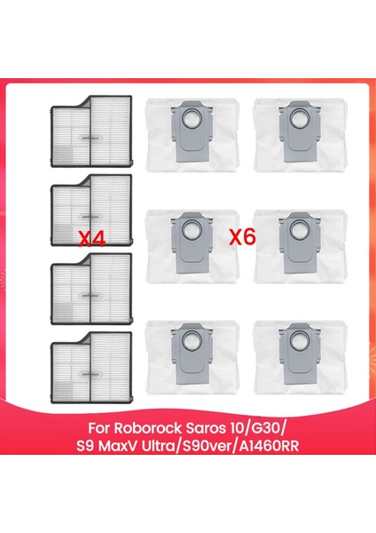 Roborock Saros 10/G30/S9 Maxv ULTRA/S90VER/A1460RR Vakum Yedek Parçaları Hepa Filtre ve Toz Torbası Parçaları (Yurt Dışından)