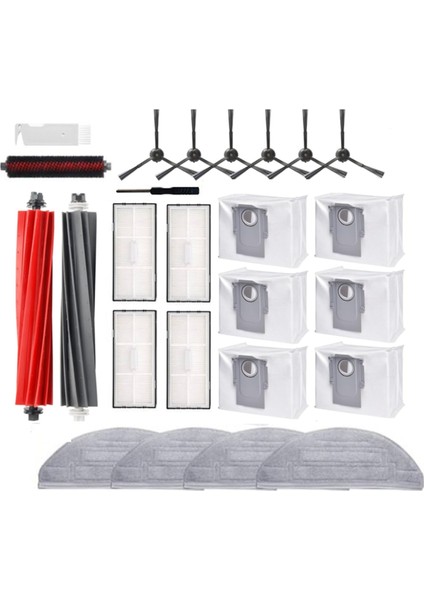 Roborock S8 Pro Ultra Robot Vakum Için Aksesuar Seti Silindir Fırçası Kendi Ana Fırçası Paspas Pedi Filtresi Yan Fırça Toz Torbası (Yurt Dışından)