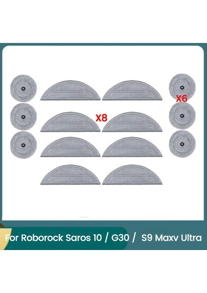 Roborock Saros 10 / G30 / Roborock S9 Maxv Ultra Elektrikli Süpürge Parçaları Için 14 Adet Yıkanabilir Paspas Pedi Yedek Parçası (Yurt Dışından)