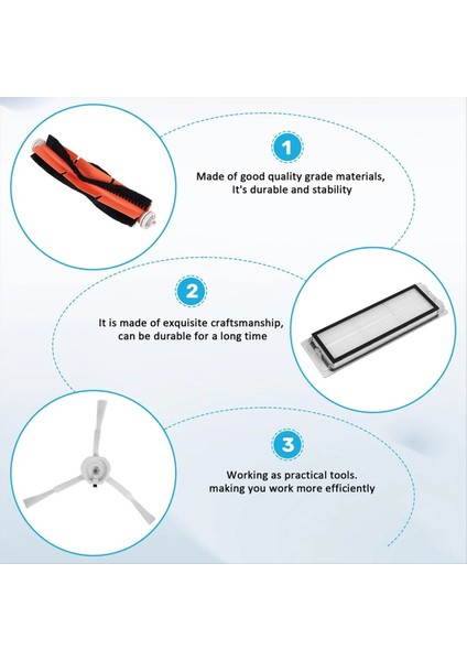 Xiaomi Robot Süpürge 1/1s SDJQR01RR SDJQR02RR SDJQR03RR Roborock S502-00 S5 Max S6 Ana Yan Fırça Filtresi (Yurt Dışından) modelleri