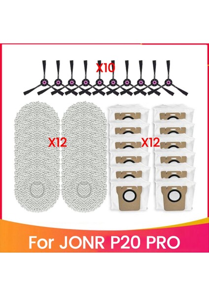 Jonr P20 Pro Robot Süpürge Aksesuarları Için 34 Parça Aksesuar Seti Yıkanabilir Yan Fırça Paspas Bezi Toz Torbası (Yurt Dışından)