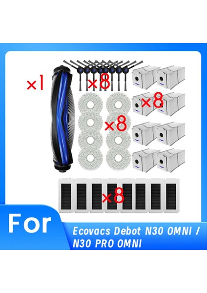 Ecovacs Debot N30 Omnı / N30 Pro Omnı Elektrikli Süpürge Yedek Fırça Filtre Toz Torbası Bez Kapak Takımı (Yurt Dışından)