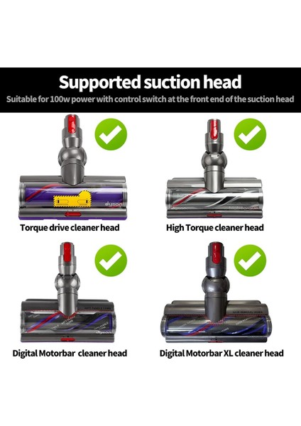 Dyson V10 V11 V15 Elektrikli Süpürge 100W Yüksek Torklu Temizleme Başlığı V-Ball ve Yüksek Torklu Temizleme Başlığı Konnektörü (Yurt Dışından) modelleri