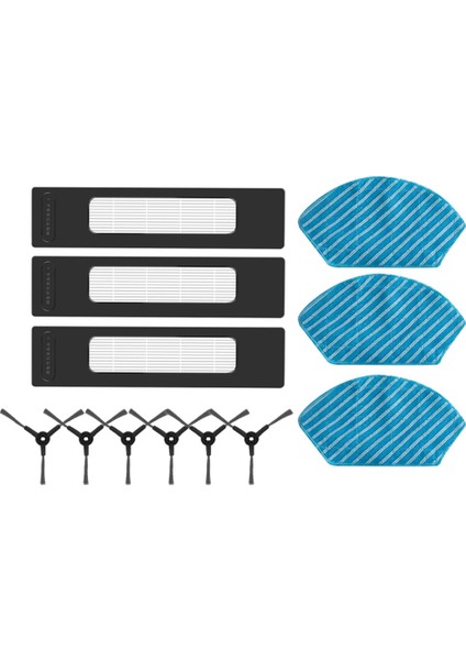 Midea M7 I10 M71CN Robot Süpürge Aksesuarları Yıkanabilir Yan Fırça Filtre Paspas Bezi Için 12 Adet Yedek Parça (Yurt Dışından)