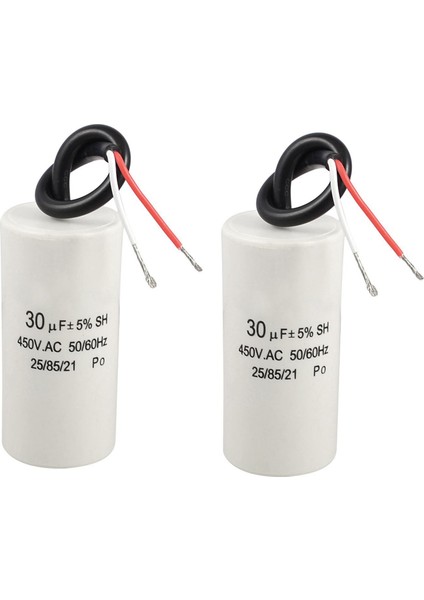 2x 2 Kablolu Kordon 30UF 450VAC 50/60Hz CBB60 Motor Başlatma Çalışma Kapasitörü (Yurt Dışından)
