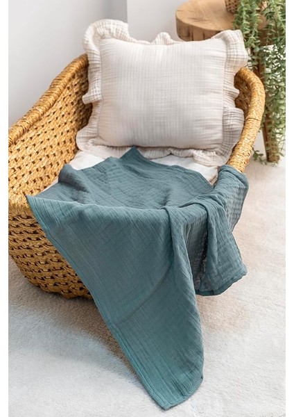 Örtü & Battaniye 3'lü SET%100 Pamuk Oeko-Teks Sertifikalı 80X70 cm (Mavi-Ekru) fırsatları