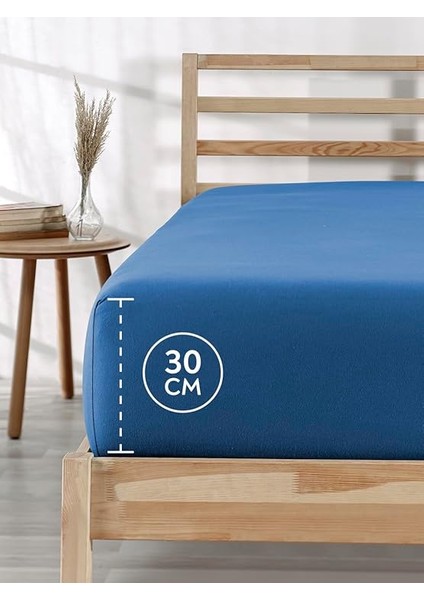 Pamuklu Lastikli Fitted Jersey Çarşaf (Lacivert, 100X200 cm) 360 Derece Lastikli Yatak Örtüsü fiyatları