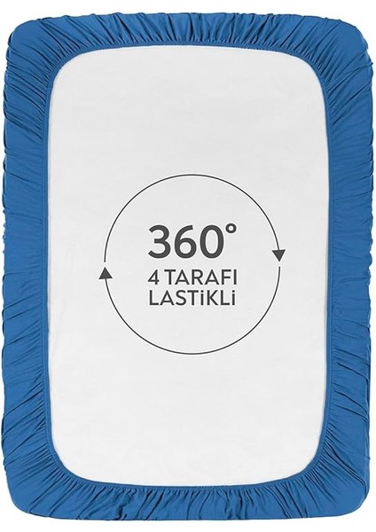Pamuklu Lastikli Fitted Jersey Çarşaf (Lacivert, 100X200 cm) 360 Derece Lastikli Yatak Örtüsü fırsatları