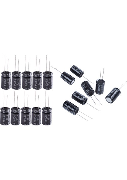 20 Pc Radyal Elektrolitik Kapasitörler Siyah 13MM x 21MM 10 Pcs 22UF 400V &amp 10 Pcs 1000UF 35V (Yurt Dışından)