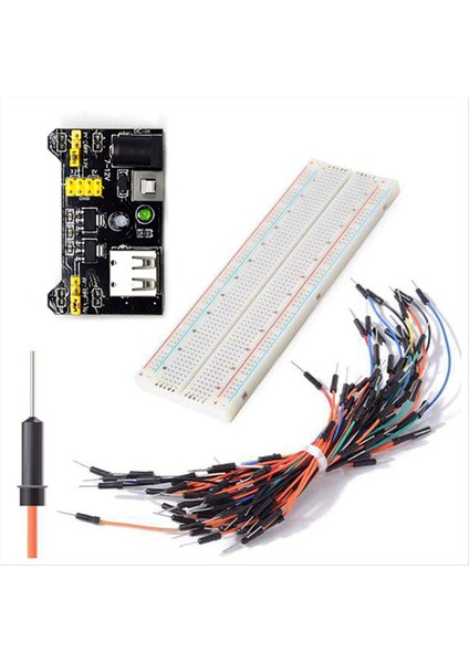 3 3V/5V MB102 Breadboard Güç Modülü +Lehimsiz 830 Points Ekmek Tahtası +65 Jumper Kabloları (Yurt Dışından)