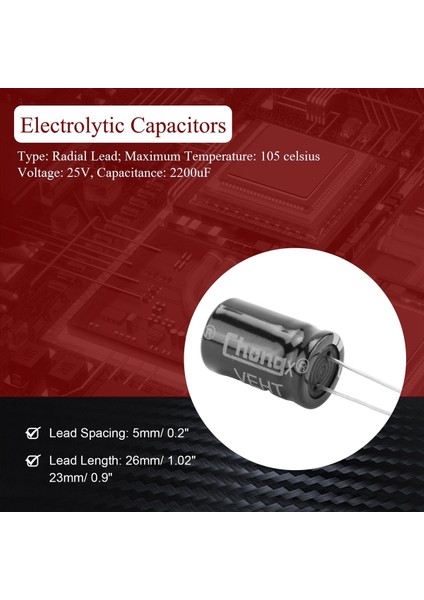 20 Pcs 13X21MM 2200UF 25V Radyal Alüminyum Elektrolitik Kapasitörler (Yurt Dışından) fırsatları