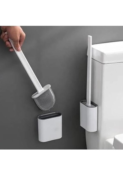 Home Duvara Yapıştırılabilir Silikon Wc Fırçası,ince Aralara Girebilir Silikon Klozet Fırçası (Beyaz) modelleri