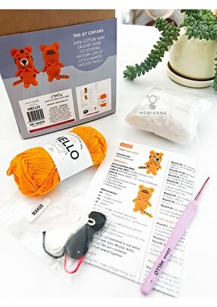 Hello Tığ İşi Amigurumi Kiti Kaplan Torey 100% Pamuk İpliği ile 12 cm Yükseklikte modelleri