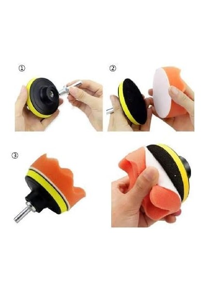 Oto Kaporta Boya Polisaj Seti Saf Yün Bone ve Keçe Cırt Taban Sünger Matkap Aparatı Takımı 80MM fırsatları