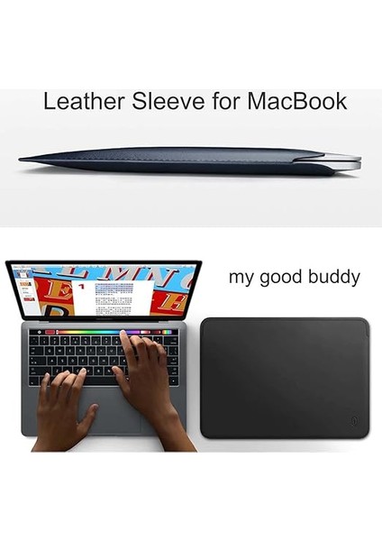 Deri El Çantası Laptop Çantası Bilgisayar Kılıfı Macbook Çantası Air Pro 15 Inç Kese Kılıf Siyah fırsatları