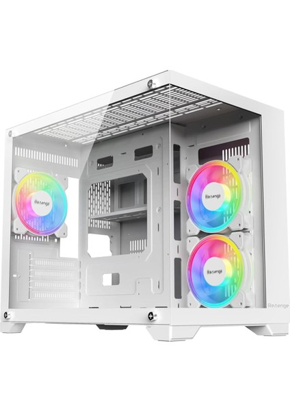 Beyaz 3 Rgb Fanlı Temperli Cam Panel Boş M-Atx Gaming Oyuncu Bilgisayar Kasası 110 mm CPU Soğutucu Desteği