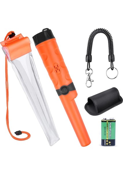Pinpointer Metal Dedektörü, Hazine Avcılık Aracı Buzzer Titreşimli Taşınabilir Pim Işaretçi LED Göstergeleri ve Kemer Kılıfı ile (Turuncu)