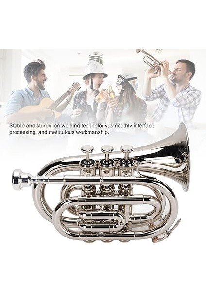 Trompet, B Düz Pirinç Bb Pocket Trompet, Yeni Başlayanlar, Öğrenciler, Gezginler ve Profesyoneller Için Taşıma Kılıfı, Eldivenler ve Temizlik Bezi, Noel Doğum Günü Hediyesi fırsatları