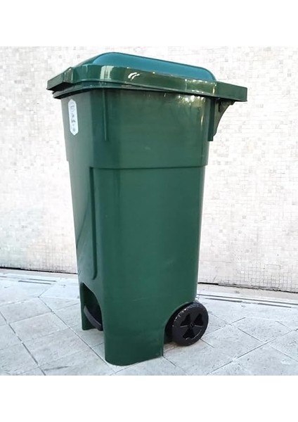 Litre Kapasiteli Büyük Boy Pedallı Çöp Kovası Kapaklı ve Tekerlekli Konteyneri
