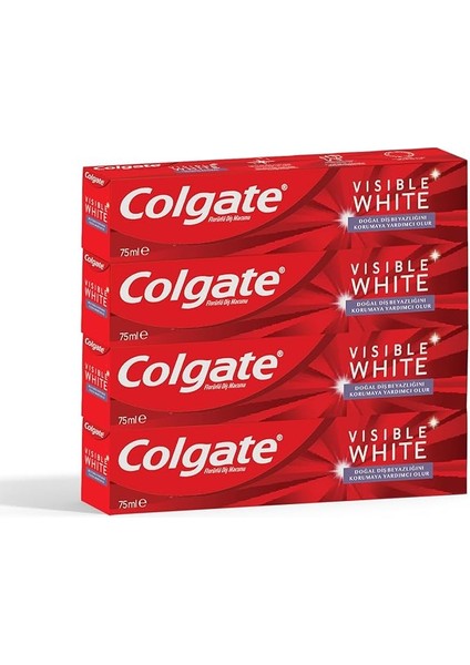 Visible White Beyazlatıcı Diş Macunu, 75ML x 4 Adet