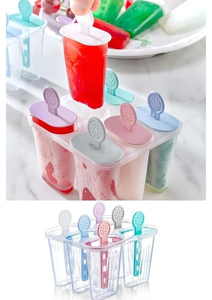 Pratik 6 Lı Meybuz Dondurma Kalıbı | 6 Adet Buz Meybuz ve Dondurma Kalıbı