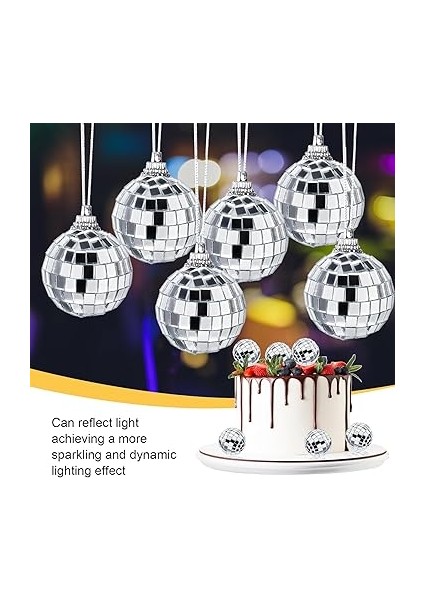Ayna Topu, 12 Adet Mini Ayna Disko Topu, 3 cm Gümüş Parıltılı Top, Parlak Mini Disko Topları Tılsımları, Ev Partisi Noel Düğün Disko Doğum Günü Dekorasyonu Aydınlatma Efekti Için Eğlenceli Asılı fırsatları