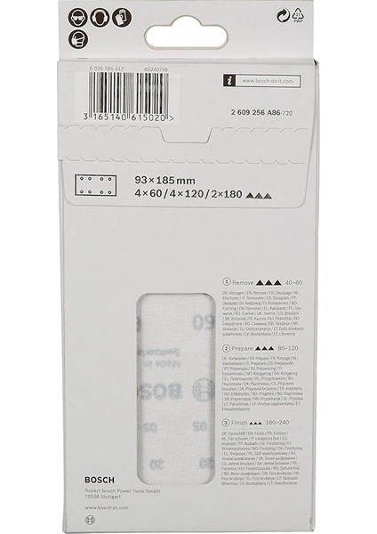 Titreşimli Zımpara Kağıdı 10'lu Set, 93, 185 mm 60/120/180 Kum 8 Delik, Gri fiyatları