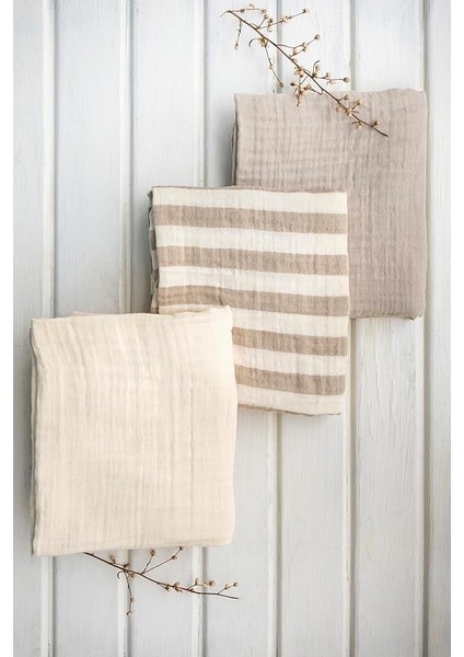 Örtü & Battaniye 3'lü SET%100 Pamuk Oeko-Teks Sertifikalı 80X70 cm (Bej-Ekru) fiyatları