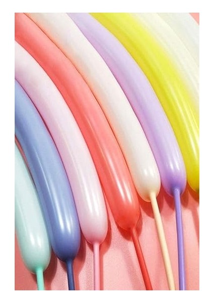 100 Adet Uzun İnce Renkli Makaron Soft Sosis Balon ve 1 Balon Pompası Seti modelleri